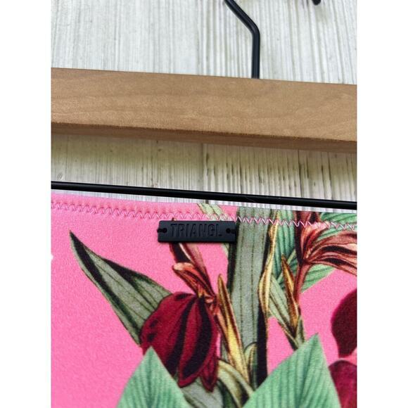 TRIANGL‎ Pink Floral Hibiscus Neoprene Tropical Bikini Size M - Picture 5 of 8